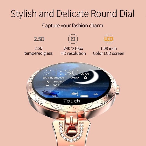 Srebrny damski inteligentny designerski zegarek kolorowy ekran fitness bluetooth - Zdjęcie 10 z 16