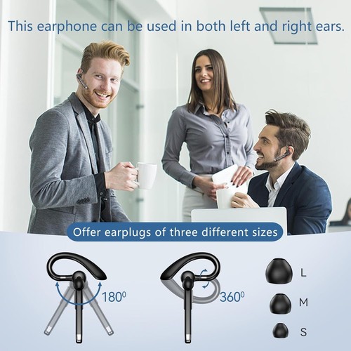 Bluetooth Wireless Earpiece Headset with Built-in Microphone Noise Cancelling - Picture 9 of 9