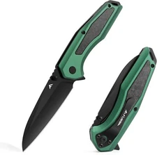 FLISSA Folding Pocket Green Knife EDC Knife SANDVIK 14C28N Steel Blade  Camping