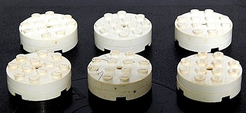 6 Vintage Lego 4x4 dicke Spinner weiß Pat Pend WYSIWYG BESTES ANGEBOT!