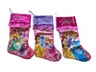 Lot 3 Disney PrincessTiana Rapunzel Belle Ariel Aurora Christmas Stockings.