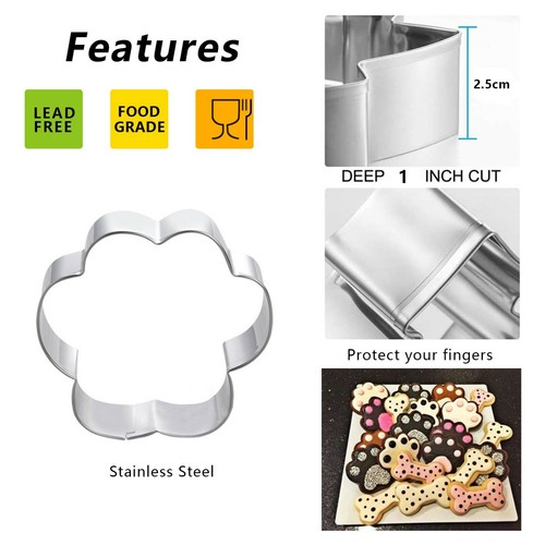Dog Cookie Cutter Set - 4 Pcs - Dog,Paw Print,Dog House,Dog Bone,Biscuit Mold - Picture 3 of 6