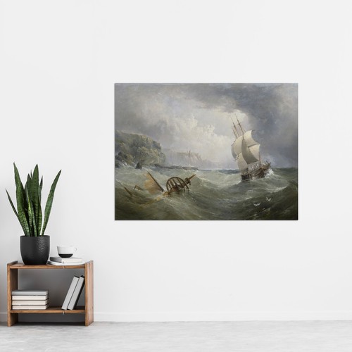 Redmore Versand vor der Küste in stürmischer See Gemälde riesiges Wandbild Poster Druck - Bild 2 von 5