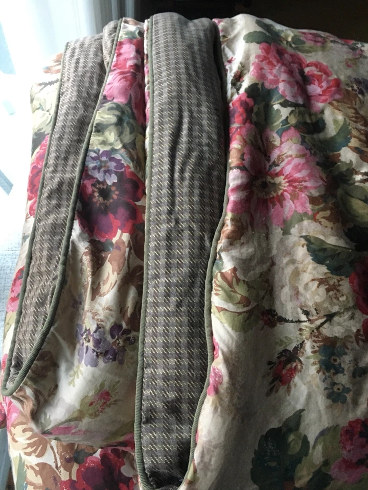 Chaps Rosemont Queen Comforter Pink Tan Rose Floral Green - Image 2 of 4