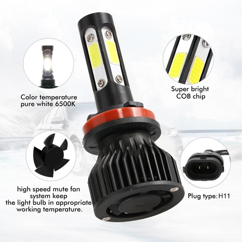 Kit combinado de bombillas de faros LED H11 H9 de 4 lados haz alto/bajo 6500K súper brillante 4X - Imagen 4 de 12