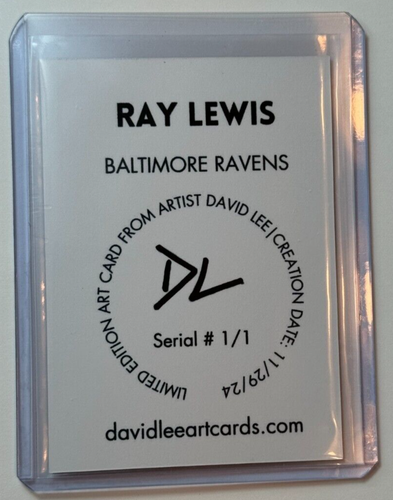 Ray Lewis Platinum Plated Artist Signed "Baltimore Ravens" Trading Card 1/1 - Picture 2 of 2