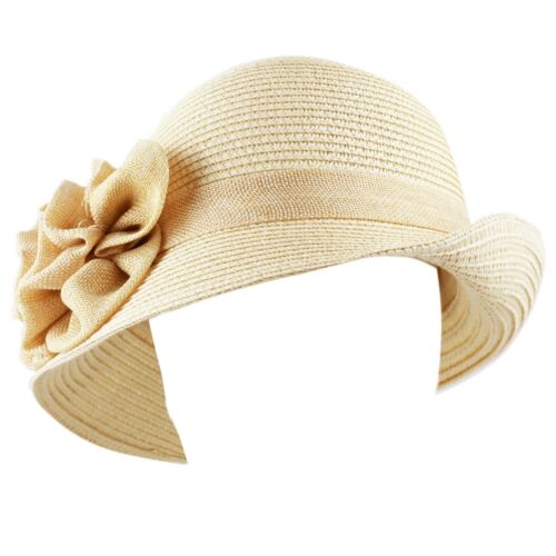 Womens Floppy Summer Sun Beach Wide Brim Straw Hat - Picture 44 of 50