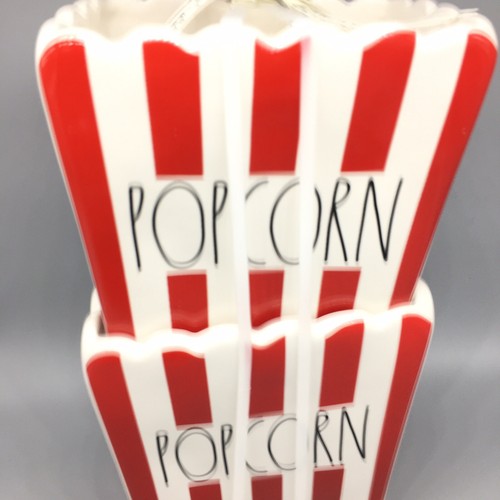 x2 Rae Dunn Movie POPCORN Bowl Set Ceramic Personal Individual Red White Striped - Picture 2 of 9