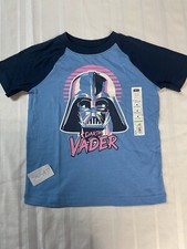 Blue Darth Vader Star Wars Short Sleeve Tee Shirt Size 4 Child NWT SKU A7