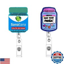 2 Pcs Pharmacy Badge Reels Funny Badge reels Cute Retractable Badge Holders N