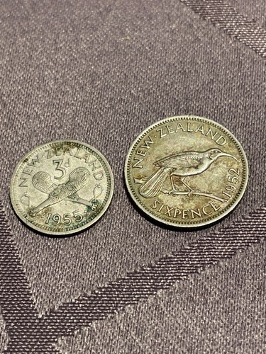 NUEVA ZELANDA 1952 Y 1955 MONEDAS 3D & 6P - Imagen 2 de 2