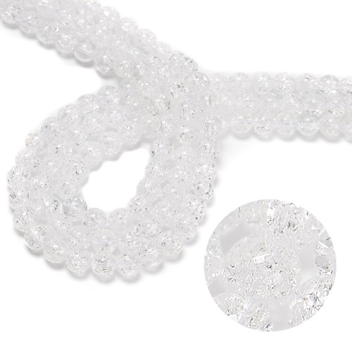 Clear Crackle Quartz Smooth Round Beads Size 6mm 8mm 10mm 12mm 15.5" Strand - Picture 4 of 6