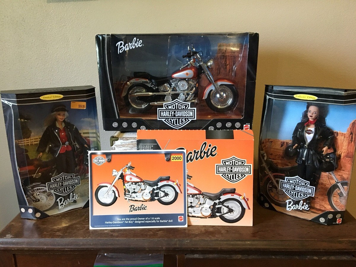 Barbie Harley Davidson Fat Boy Motorcycle and Two Harley