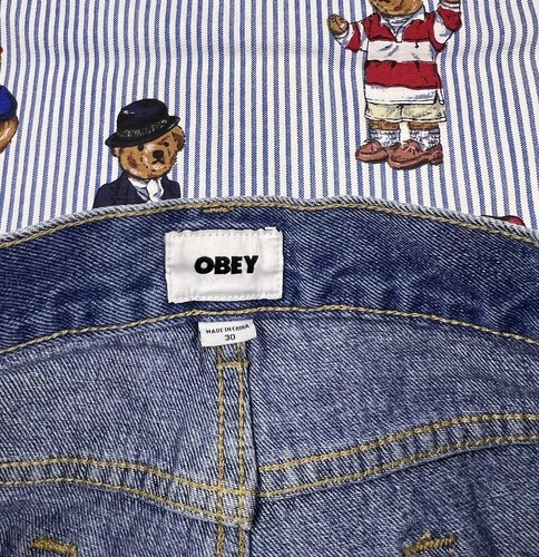 Brand New With Tags Y2K Obey Light Wash Baggy Denim Jeans Size 30 - 第 4/7 張圖片