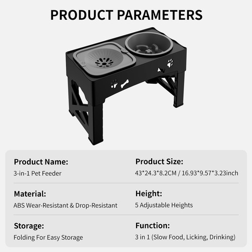 Elevated Raised Pet Dog Feeder Bowl Adjustable Raised Food Water Stand 2pk Bowls - Picture 12 of 14