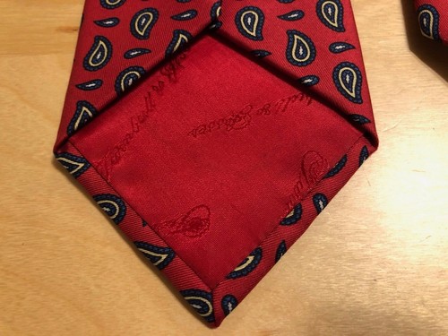 Men's Turnbull & Asser Red Paisley Print Silk Tie-56"L x 3.5"W-Made in England - Picture 6 of 7