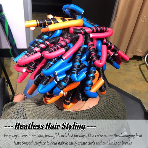 30PCS 9.45" Flexible Hair Rollers Flexi Hair Rods Foam Curlers Heatless Bendable - Picture 4 of 12