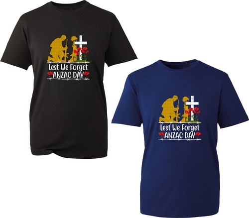 Lest We Forget Anzac Day T-Shirt British Armed Forces Remembrance Day Gift Top - Picture 1 of 4