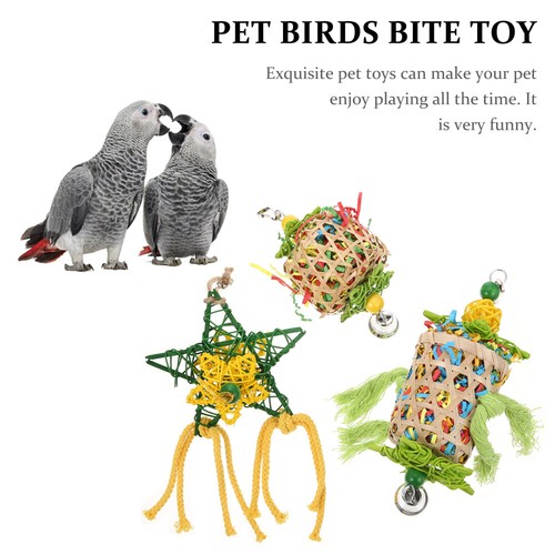 3 Pcs Hanging Bird Toy Parrot Cage officiel Jouet À Mâcher Perroquet De Bébé Oiseau