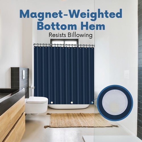 ELAINE KAREN HEAVY DUTY VINYL WATERPROOF SHOWER CURTAIN LINER WITH MAGNETS NEW - Picture 77 of 150