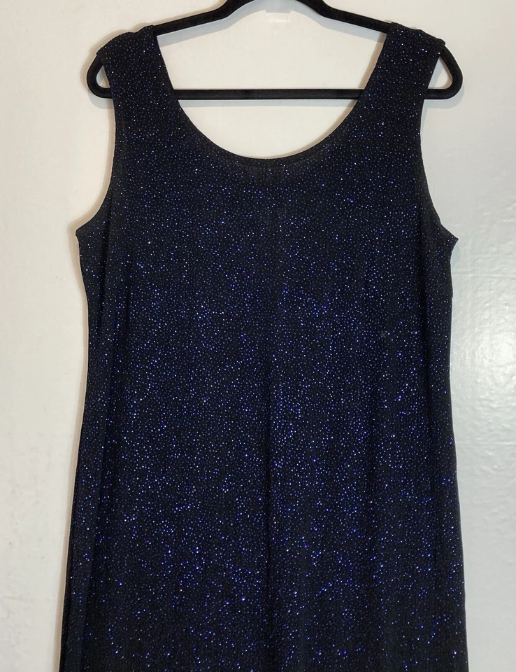 Vintage Onyx Nite Whimsigoth Shimmer Gown Sz 16 Black Blue Glitter Fairy Grunge - Image 3 of 4