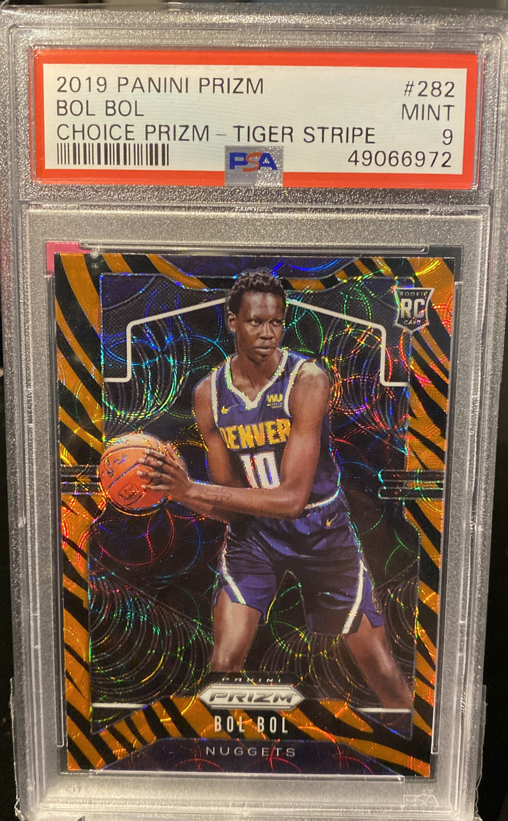 2019-20 Panini Prizm Basketball BOL BOL Choice Tiger Stripe RC no. 282 PSA 9