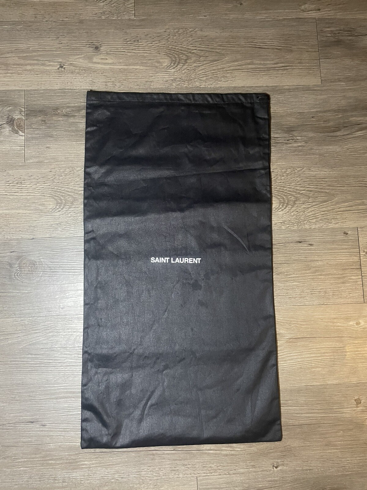 Saint Laurent Sacchetto antipolvere nero foderato con coulisse 27x15" portaoggetti viaggio