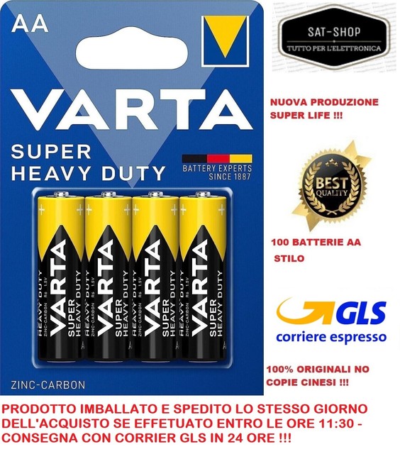 100 PILE BATTERIE VARTA AA STILO BATTERIA SUPER LIFE NUOVA PRODUZIONE 100 PILE BATTERIE VARTA AA STILO BATTERIA SUPER LIFE NUOVA PRODUZIONE
