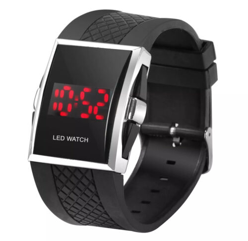 Reloj pulsera deportivo de lujo digital para hombre con luz LED roja NUEVO estilo de regalo - negro - Imagen 9 de 13