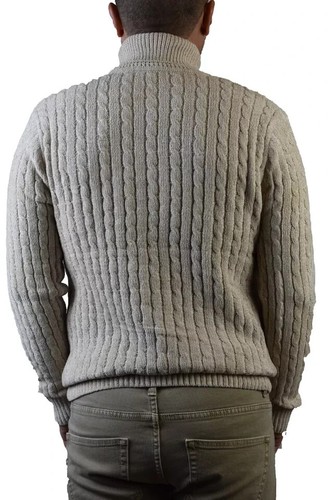 Maglione Dolcevita uomo Invernale Maglioncino Maglia Trecce Collo Alto Ciniglia - Picture 6 of 21