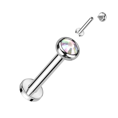IMPLANT GRADE TITANIUM Flat Gem Internally Threaded Earring Flat Back G23 16g - Picture 4 of 15