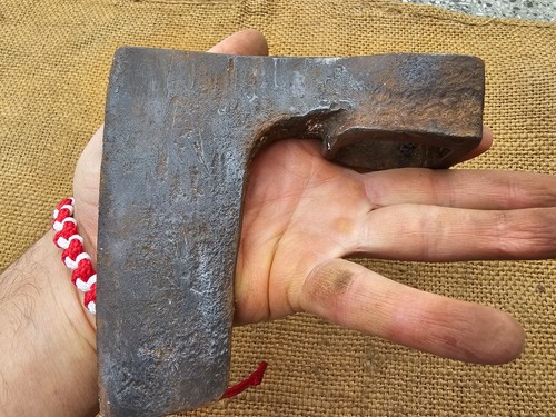 LARGE ANTIQUE AXE HEAD BEARDED VIKING HAND FORGED FELLING SPLITTING LOGGING - Picture 7 of 16
