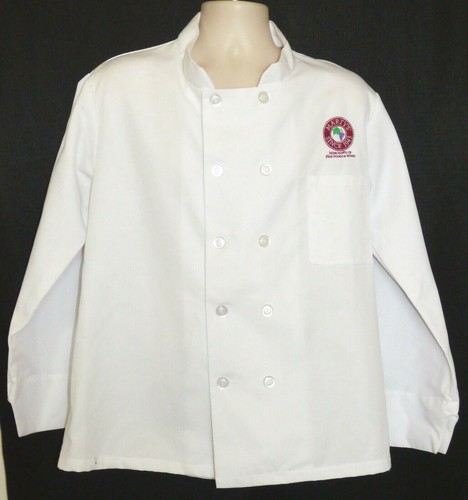 Vintage Chef Coat Uniform Jacket Marty's Fine Wine & Food Dallas Tx Sz M White - Picture 4 of 8