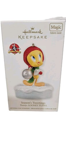 HALLMARK 2012 Looney Tunes TWEETY SEASON'S TWEETINGS MAGIC ORNAMENT NEW W/sound - Afbeelding 2 van 9