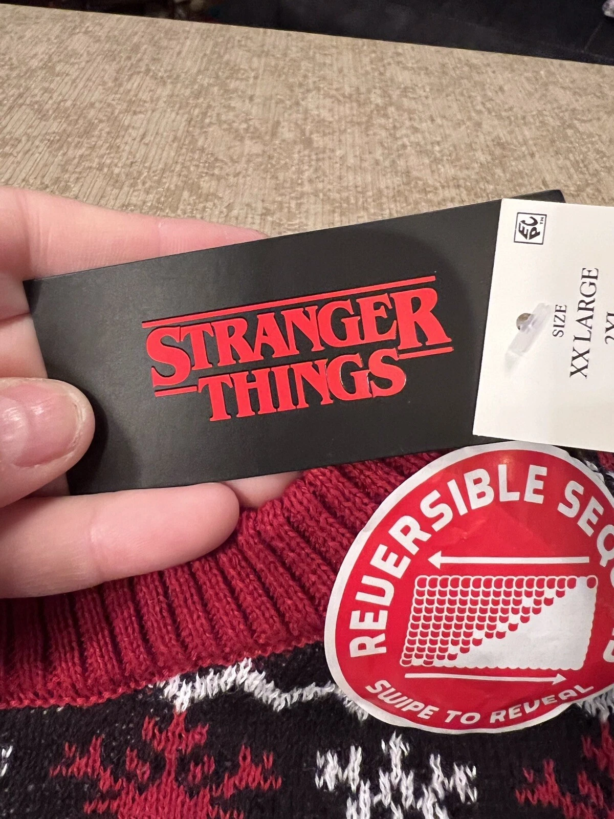 New W/tags Stranger Things Ugly Christmas sweater sz 2XL Reversible Sequins Cool