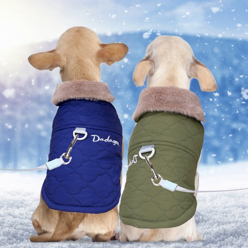 Warm Fleece Padded Puppy Dog Coat Waterproof Winter Jacket Vest Clothes Apparel - Picture 5 of 22