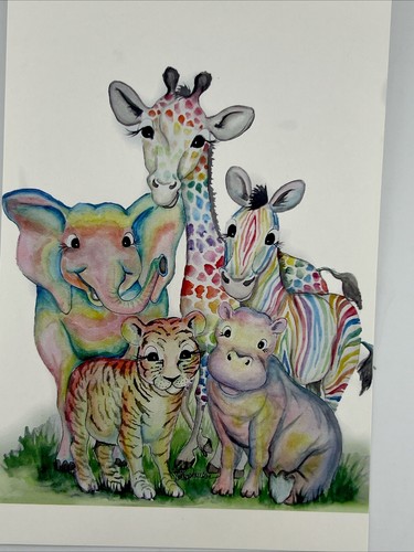 Designs von Lisa Zootiere bunt und so süß! 5,5” X 8” Mattiert 8” X 10” NEU - Bild 1 von 3