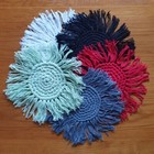 Boho Fringe Crochet Coaster, Candle Mat, Handmade Cotton, Farmhhouse Decor
