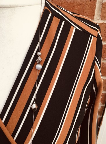 NEXT Size 14 Black Orange Striped Dress Summer Holiday Wedding Excellent L2 - Picture 4 of 9