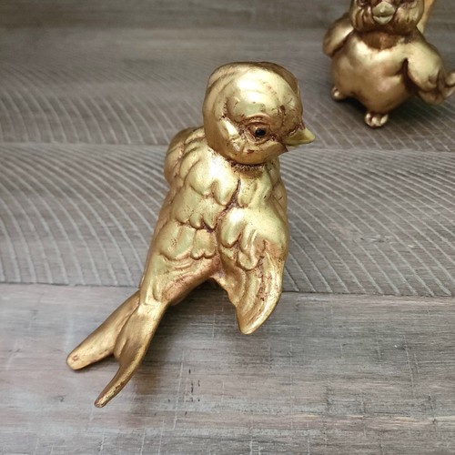 Freeman McFarlin Mr. and Mrs. Bird Figurine Vintage Gold Leaf Ceramic - Picture 5 of 11
