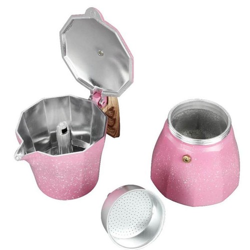 Caffettiera Alluminio 150-300 Ml Rosa Romantica Italiana Facile da Riempire Decorazione Solida - Foto 16 di 26