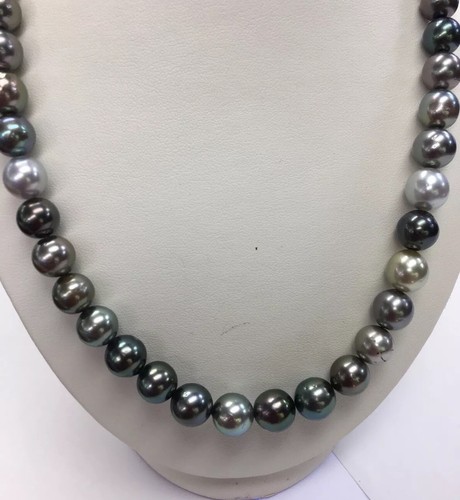 Tahitian South Sea Pearls. 9x10mm Multi Color. 14k Gold Clasp. 17" - Picture 11 of 12
