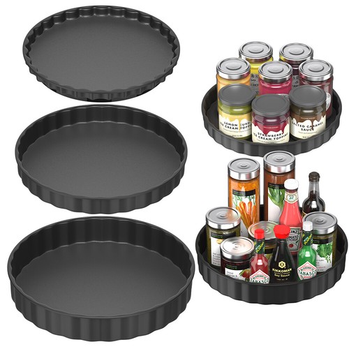 3PCS Lazy Susan Rotating Turntable MultiUse Food Storage Pantry Organiser Holder - Picture 3 of 24