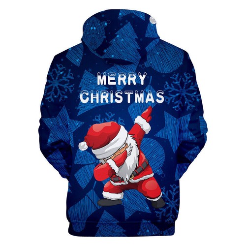 Merry Christmas Santa Claus Sports Hoodie Holiday Sweatshirt Sweater Jumper - Picture 4 of 7