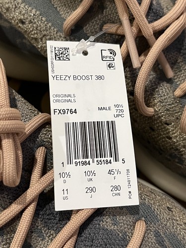 Adidas Yeezy Boost 380 Mist Non-Reflective FX9764 mens size 11 - Picture 6 of 8