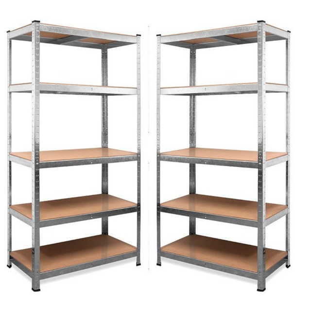Set of 2 Garage Shelving 90cmx180cm Heavy Duty 5 Tier Multipurpose Metal Racking Set of 2 Garage Shelving 90cmx180cm Heavy Duty 5 Tier Multipurpose Metal Racking