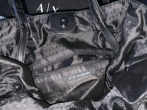 Armani Exchange Black Soft Leather Large Duffle Shoulder Bag With Dust Bag VGC - Picture 4 of 23