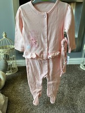 Matalan Girls Bunny Rabbit All In One Babygrow W/ Headband 6-9Months New Mark On
