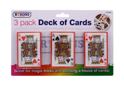 Rysons 3er Pack Deck Spielkarten Zaubertricks Spiele Spaß Unterhaltung