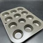 Vtg Mirro Mini Cupcake Muffin Pan  12 Holes Non Stick Metal Aluminum USA